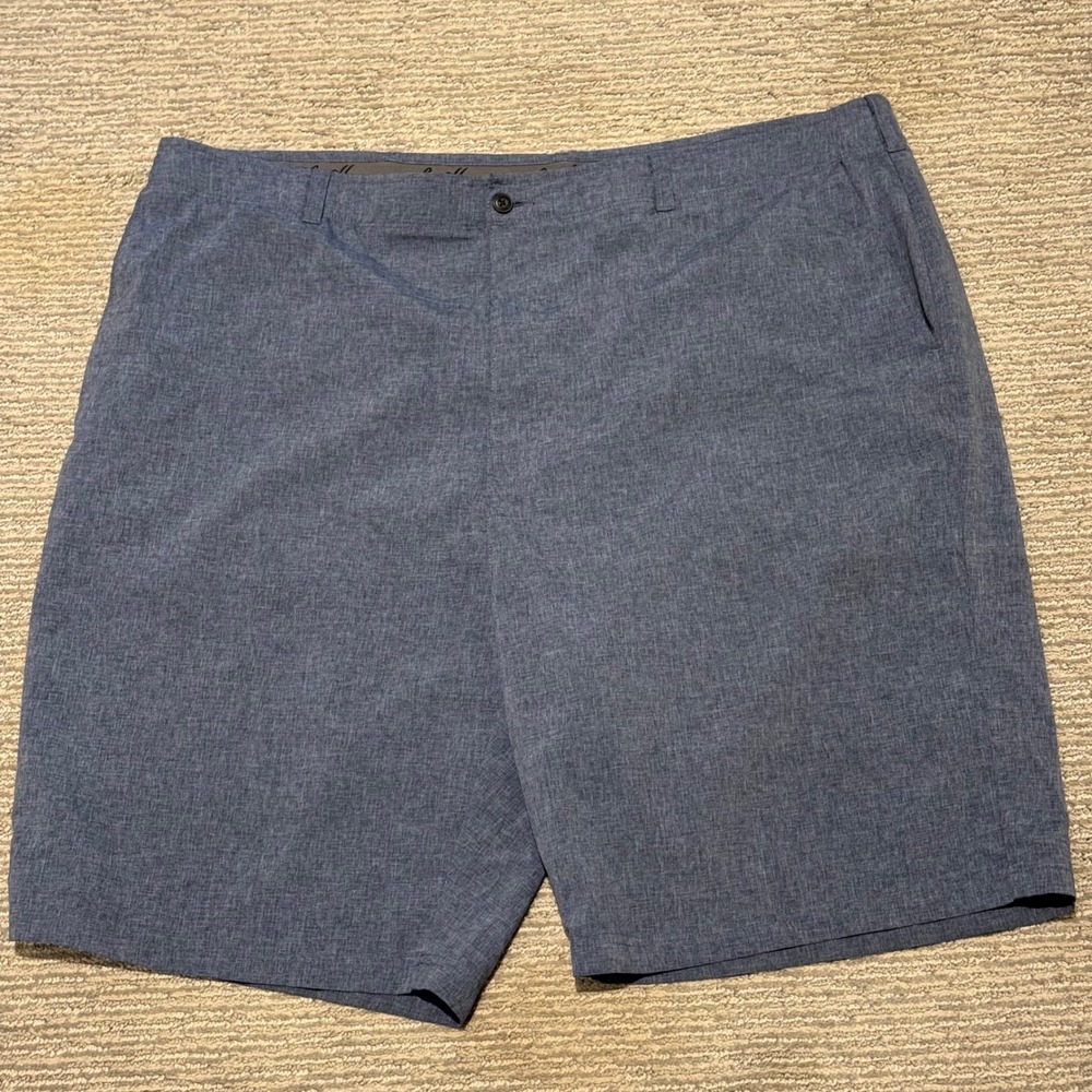 Ben Hogan Mens Blue Heather Performance Golf Shorts Size 46 Stretch‎ Flat Front